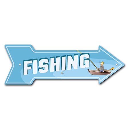 Signmission Fishing Arrow Sign Funny Home Decor 24in Wide P-ARROW8-999870